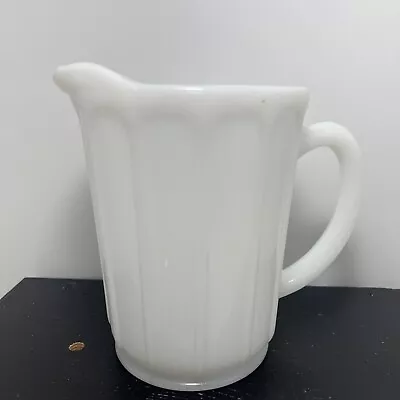 Vintage Hazel Atlas White Milk Glass Paneled Syrup Juice Pitcher Free Shipping • $19.98