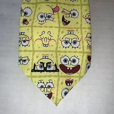 SpongeBob SquarePants Yellow Necktie Funny Faces 100% Polyester Tie Nickelodeon • $15