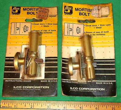 (2) Ilco Mortise Bolt No. 5050SP Brass Finish Turn Knob Single Sided NOS • $39.99