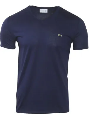 $59.95 • Buy Lacoste Men's V-Neck T-Shirt Short Sleeve Pima Jersey Navy Blue