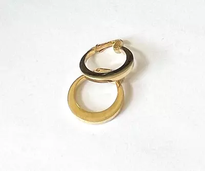 Vintage Gold Tone Wide 3/16  Hoop Clip-on Earrings 1  D • $22.95