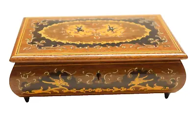 Vintage Wood Music Box With Key Swiss Movement Torna A Sorento Mapsa • $46.98