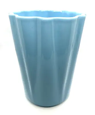 Vtg Alamo Pottery 722 Fluted Baby Blue Ceramic Pottery Vase W Scalloped Rim MCM • $29.99