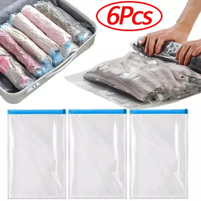 Roll Up Compression Vacuum Storage Bags Travel Home Luggage Space Saver 35*50cm • £6.35