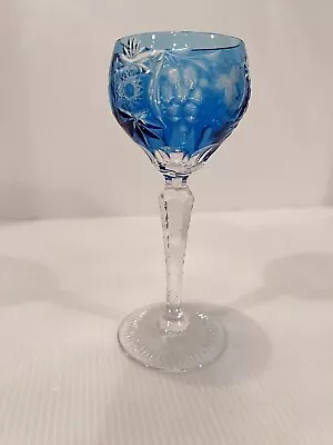 NACHTMANN TRAUBE AQUA CUT TO CLEAR 6 7/8  HOCK WINE GLASS 4 Oz • $79