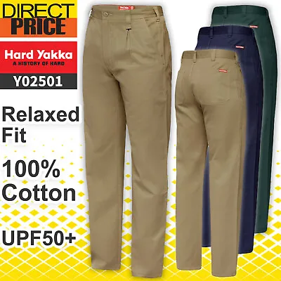 Hard Yakka Work Pants Cotton Drill  Mens Heavy Duty Y02501 Trousers Strong Mens • $47.95