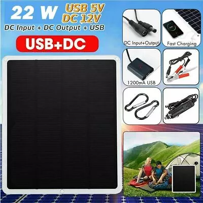 22W Solar Panel 12V Trickle Charger Battery Charger Kit Maintainer Boat RV Car • $12.57