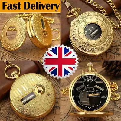 Uncommon Music Box Pocket Watch Gold Case Antique Style Quartz Chain Watch RW • £13.91