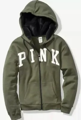 Victoria’s Secret PINK Full Zip Faux Fur Lined Hoodie~ Size: XLarge • $69.99