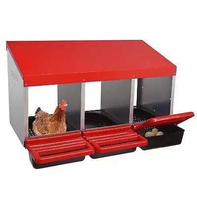 3 Hole Chicken Nesting Boxes Metal Chicken Egg Laying Box With Swing Perch -SALE • $80.04