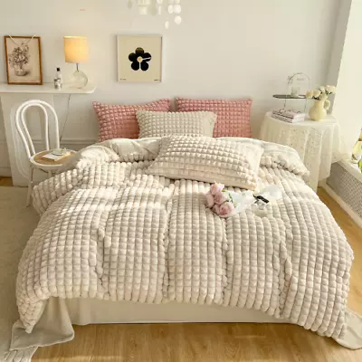 Super Soft Velvet Fleece Bedding Set Imitation Rabbit Plush Cover Set Bedspread • $266.44