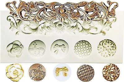 £3.25 • Buy Silicone Relief Button Fondant Chocolate Mould Cake Decor Lace Border Paste Mold