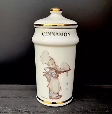 MJ Hummel CINNAMON Spice Jar W Lid Gold Trim Porcelain 4 In. 1992 Danbury Mint • $11.99