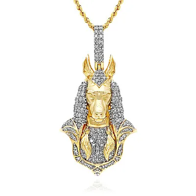 0.75CTW Natural Diamond 10K Yellow Gold Egyptian Anubis Charm Pendant 1.6  • $1099