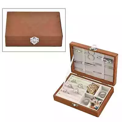 Brown Velvet Scratch Resistant Anti Tarnish Jewelry Box With 6pcs Manicure Set • $20.20