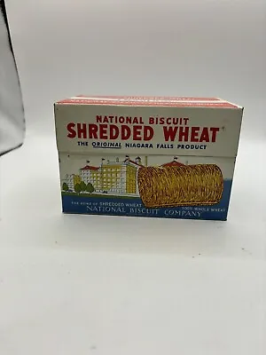 Vintage NATIONAL BISCUIT SHREDDED WHEAT NABISCO Tin Metal Recipe Box Dated 1973 • $17.99