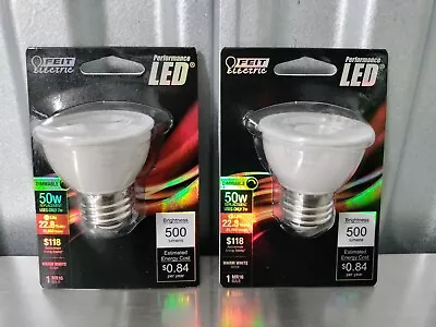 (Qty 2) Feit MR16 Bulb 500 Lumens 50 W Replacement Uses 7 Watts Dimmable LED • $14.95