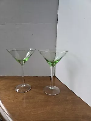 MartiniI Glasses Amber Green Vintage Set Of 2  • $29.33