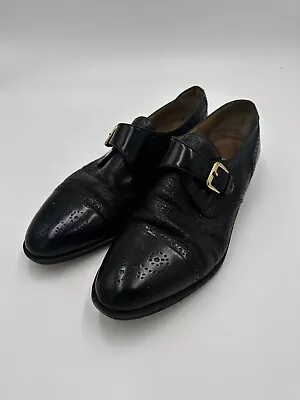 Moreschi Black Leather Monk Strap Loafers Mens US Size 12 Made In Italy • $109.99