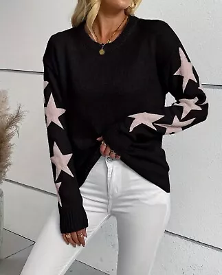 Star Pattern Crew Neck Pullover Sweater | Size: Women Medium • $10