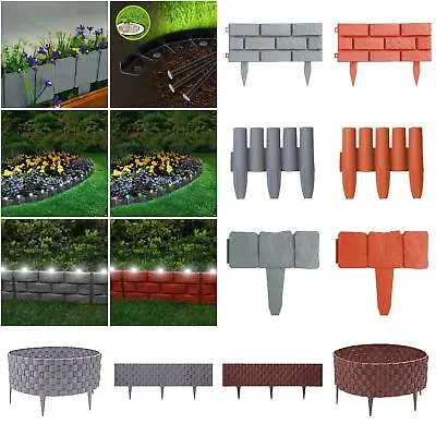 Flexible Garden Lawn Grass Edging Picket Border Pathway Panel Plastic Wall Fence • £12.95