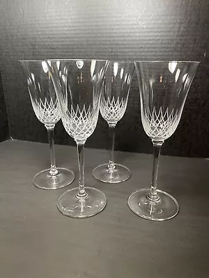 Wedgwood Vera Wang Crystal Stem Goblet Infinity 9-1/4  Set 4 Wine Glasses Etched • $44