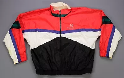 Rare Vintage SERGIO TACCHINI Spell Out Color Block Full Zip Track Jacket 90s 2XL • $44.99