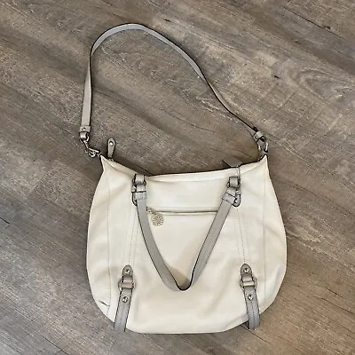 Coach Ivory Leather Convertible Shoulder Bag Satchel Grey Accents • £30.88