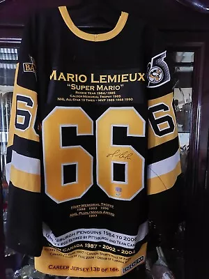 Mario Lemieux  Autographed Authentic Ccm Jersey Pittsburgh Penguins Career Stats • $7999.99