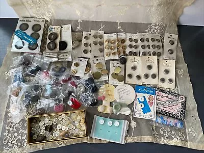 Vintage Lot Of 1950s-60s Buttons On Cards Metal Fabric Mother Of Pearl Baby • $24.99