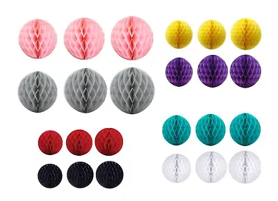 9 PCs Mixed Honeycomb Paper Pom Poms Ball Wedding Party Decoration [HB] • £10.99