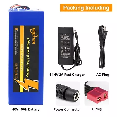 48V 10Ah Lithium Li-ion Rechargeable Battery W/Charger For Ebike Bicycle Scooter • $134.84