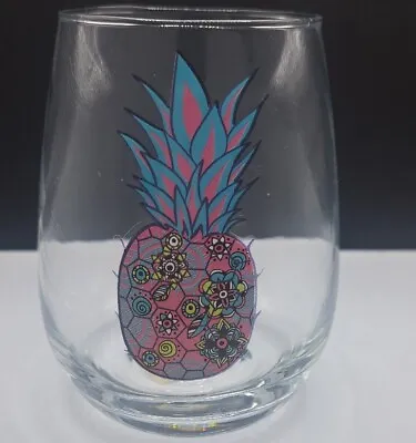 Pink Green Pineapple Summer Stemless Wine Glass • $16.14