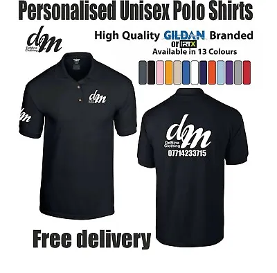 £14.50 • Buy Custom Printed Polo Shirt Unisex Personalised Club Workwear Event Stag 