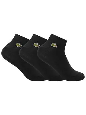 Lacoste Men's 3 Pack Logo Ankle Socks Black • £19.95