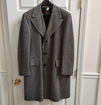 Vintage Duncanshire Herringbone Wool Overcoat Probably Fit Men's L • $150