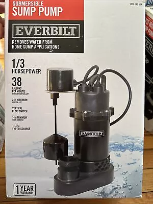 Everbilt HDSP33V 1/3 HP Aluminum Sump Pump Vertical Switch USED • $64.99