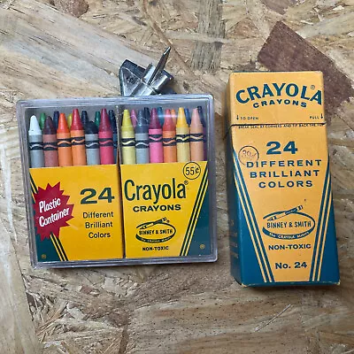 2 X Vintage 24 Crayola Drawing Crayons 24 Count Box Binney Smith Co • $25