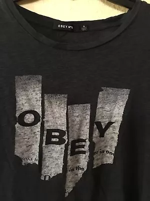 Obey No. 89 Small Gray Crop T-Shirt Cotton S • $10