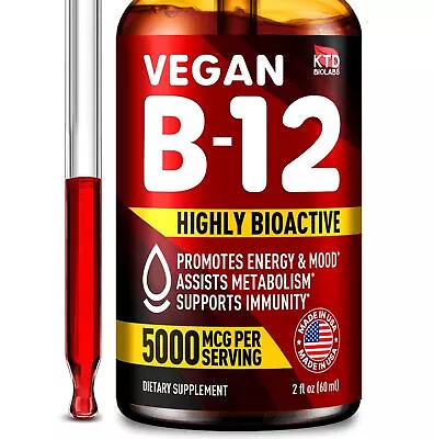 B12 Sublingual 5000 Mcg Drops - Made In USA - Vegan B12 Vitamins For Energy ... • $25.39