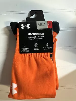Under Armour Cushioned Soccer Socks Color Orange Size 13.5-4.5 Youth NWT • $6.50