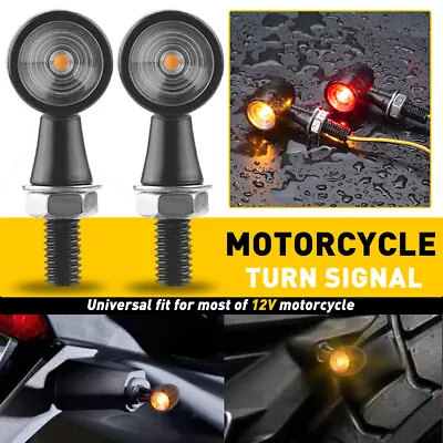 Mini LED Motorcycle Bullet Turn Signals Blinker Light Indicator Amber Lamp Black • $14.99