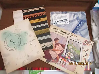 Vintage Sewing Books Lot  Buttons Edging Trimmings Fabric • $12