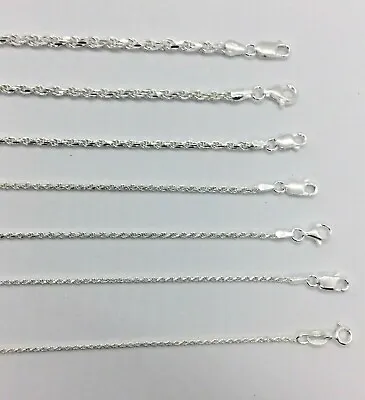 925 Sterling Silver Men's Women's Rope Chain Necklace 1mm-4mm 16 -30  Italy • $25.19