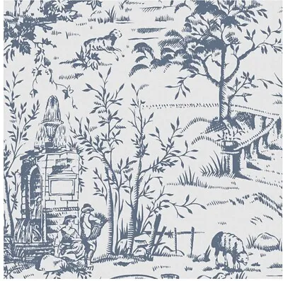 Laura Ashley Wallpaper Toile De Jouy - Dark Seaspra- 118494 *ORIGINAL PACKAGING* • £50