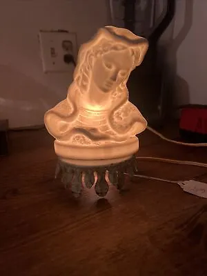 Vintage Underwriters Laboratory Bisque Mother Mary/ Madonna Lamp/Light Floral • $55