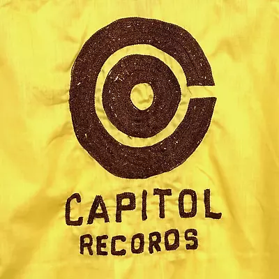 Vintage 60's 70's Capitol Records Bowling Shirt Yellow Size L 16/16.5 • $99.95