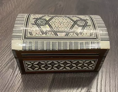 Vintage Inlay Mosaic Mop Abalone  Wood Jewelry Trinket Box Handmade Luxury • $19.99