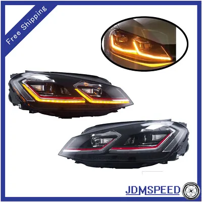 RED Projector LED Headlights W/ Dynamic Indicator For VW Golf MK7 2015 2016 2017 • $458.99