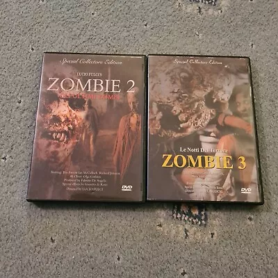 Zombie 2 & 3 Dvd Aka Zombie Flesh Eaters Dutch Import Strong Uncut Versions • £11.99